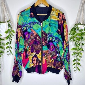 VTG 90's Colorful Abstract Art to Wear Soft Bomber Jacket